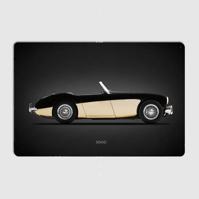 Sports Car Austin Healey 3000 Classic Car Poster Metal Sign Bathroom Room Decor Wall Decor Tin Vintage Home Decoration