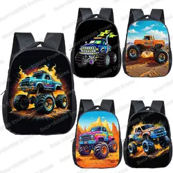 Mochilas escolares con dibujos animados de tiburón para niños, camiones de semirremolque, bolsas de libros para niños y niñas, regalo para niños pequeños, 12 pulgadas