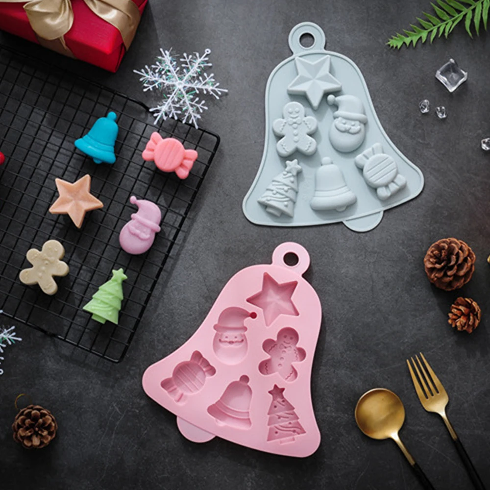 1/2PCS Kitchen Bar Supplies Snowflake Mold Bell Shape Baking Pan Silicone Mold High Quality Unique Design Glue Mold