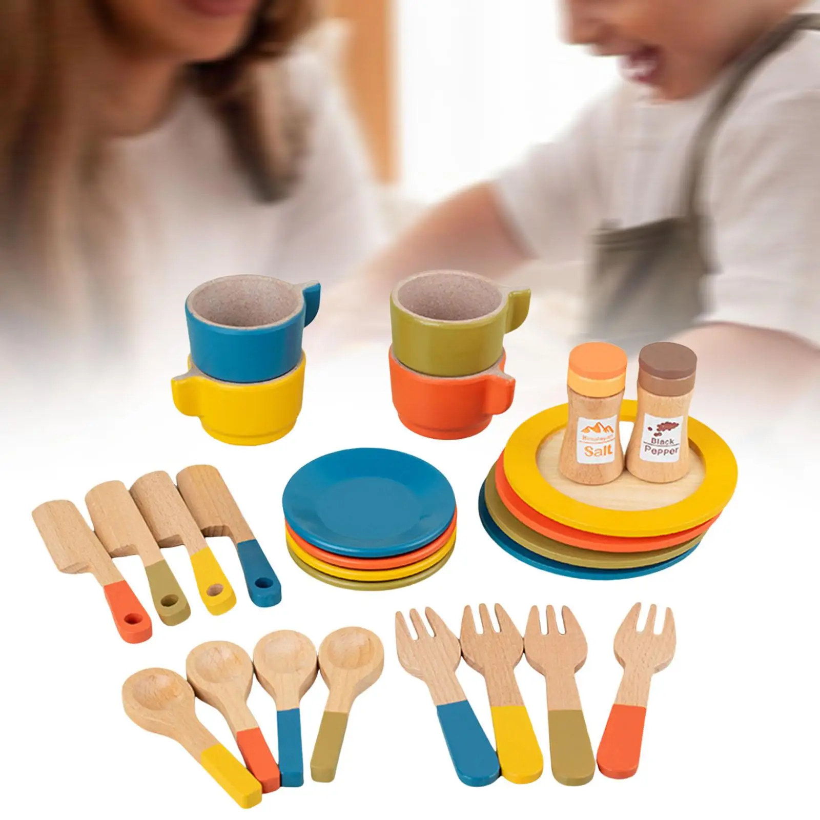 Houten Thee Set Keuken Accessoires Miniatuur Dessert Dienblad Montessori Speelgoed Voor Desktop Eetkamer Bakkerij Woonkamer Decoratie