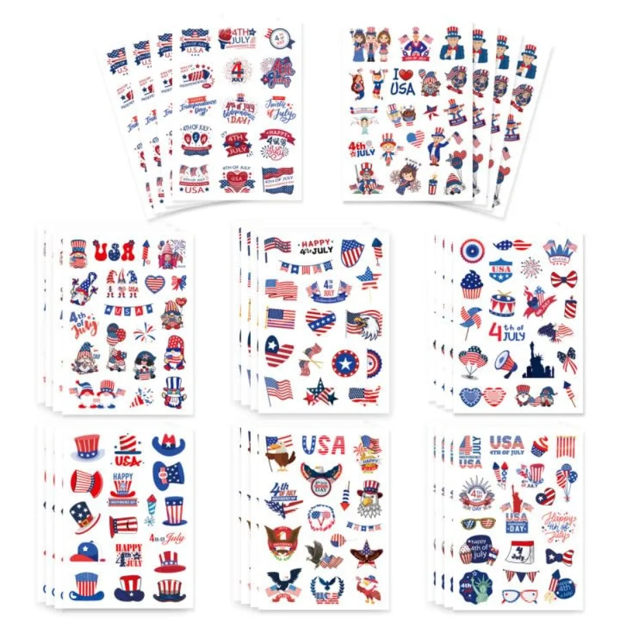 4th of July Stickers, 24 Sheets Patriotic Stickers Decal Labels, Independence Day Sticker, Red White Blue Labels for Adults, 4t