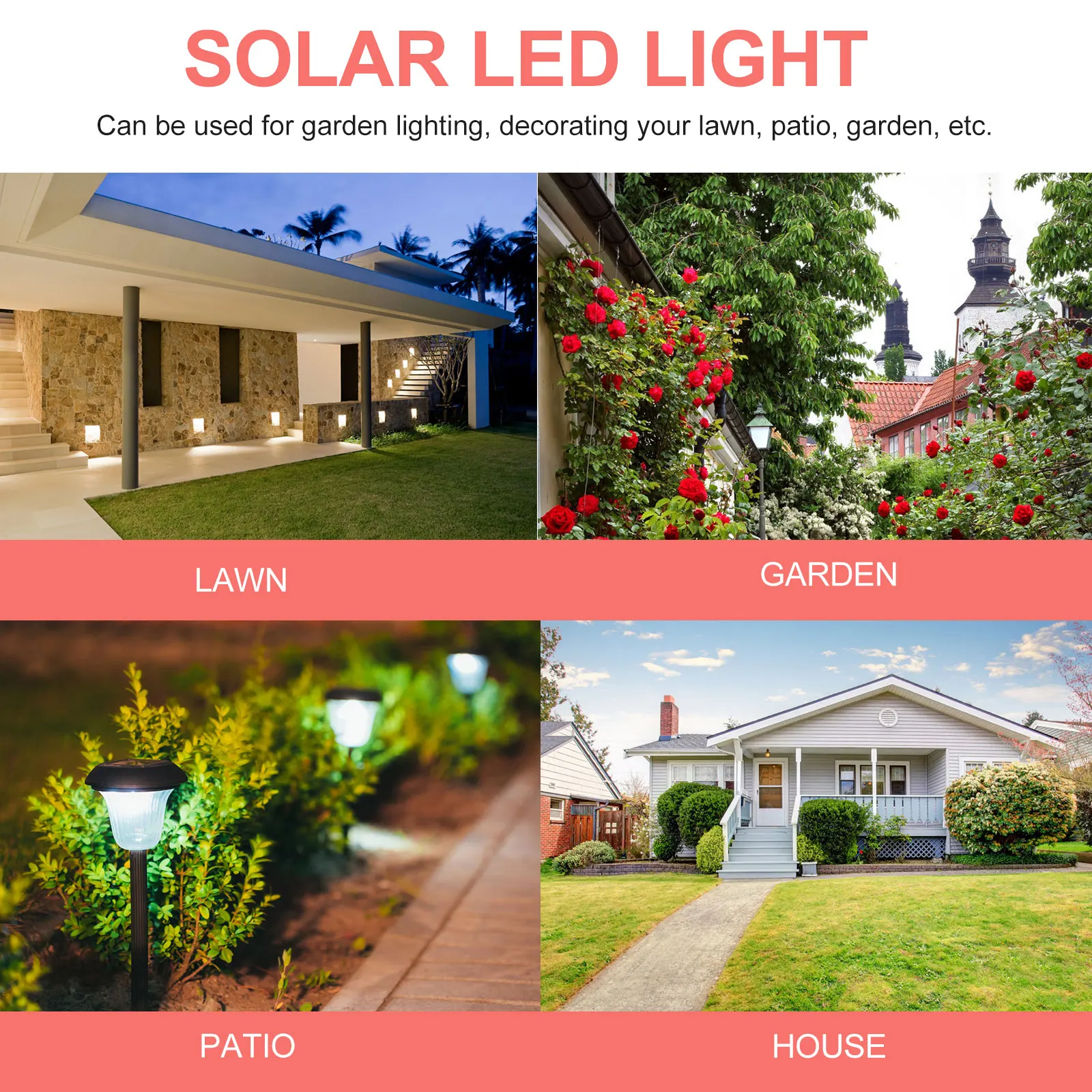 

4 PCS Lawn Lamp White Light Garden LED Glass Weather-resistant Solar Lights for Christmas Panel Powered