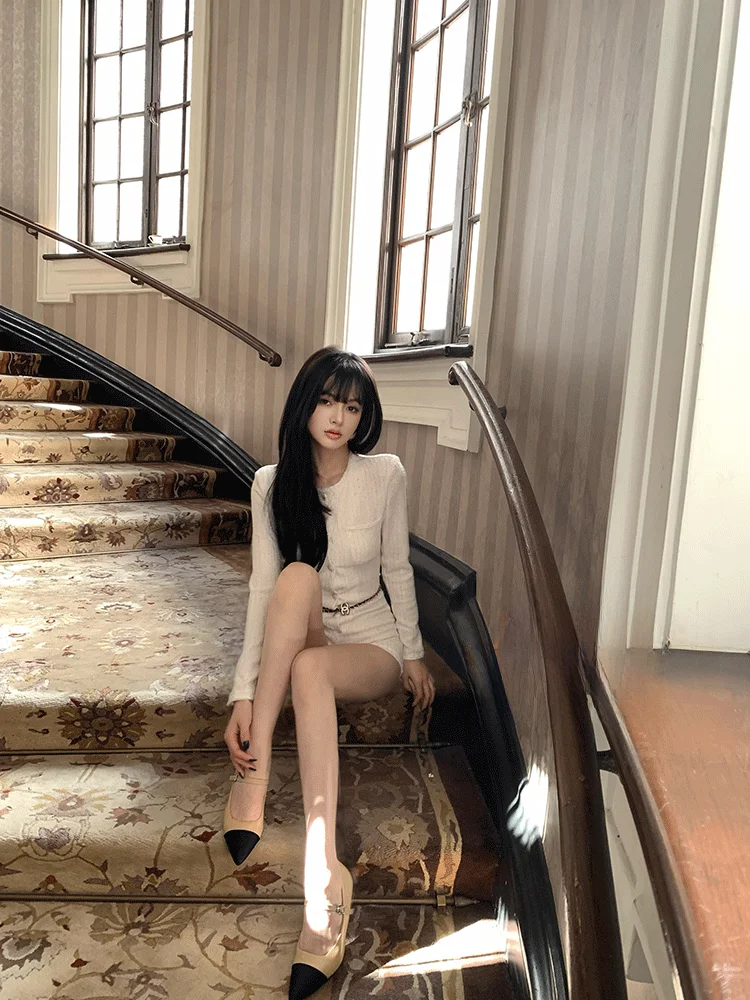 

Женский комбинезон Lienni с высокой талией, длинный рукав, осенне-зимний, новый, на пуговицах, облегающий, для ношения под одеждой, в стиле «маленькая франция»