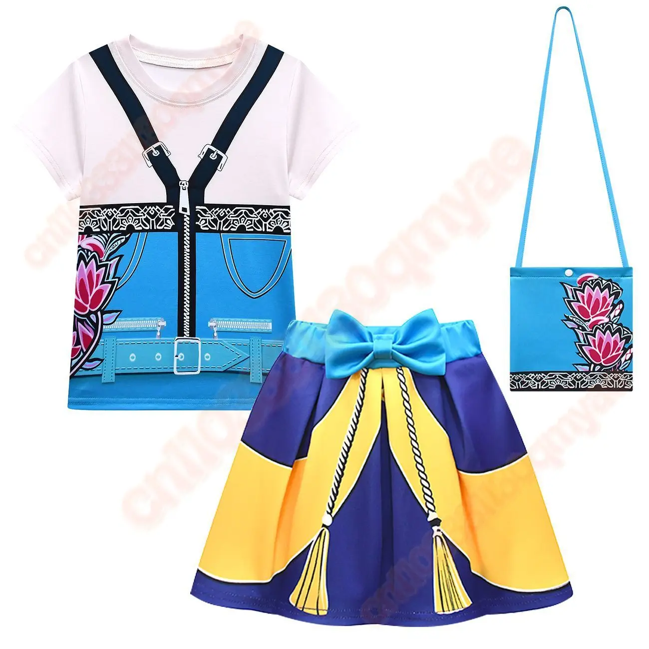 K-Pop شيطان الصيادين تأثيري حلي الفتيات تي شيرت + فستان مجموعة أطفال حفلة الهالوين ميرا رومي زوي ملابس الأطفال فتاة فستان