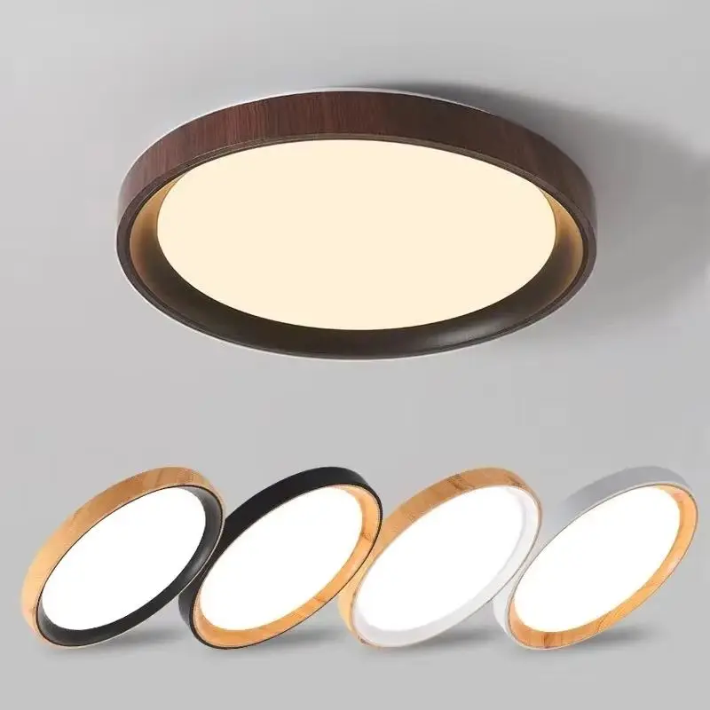 New Nordic LED Wood Ceiling Light Black White Colors Home Decor Ligthing Kitchen Bedroom dining study Round Ceiling Lamp Indoor