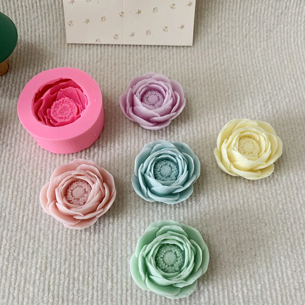 Peony Flower Handmade Soap Silicone Mold Making Candle Mold Fondant Cake Decor