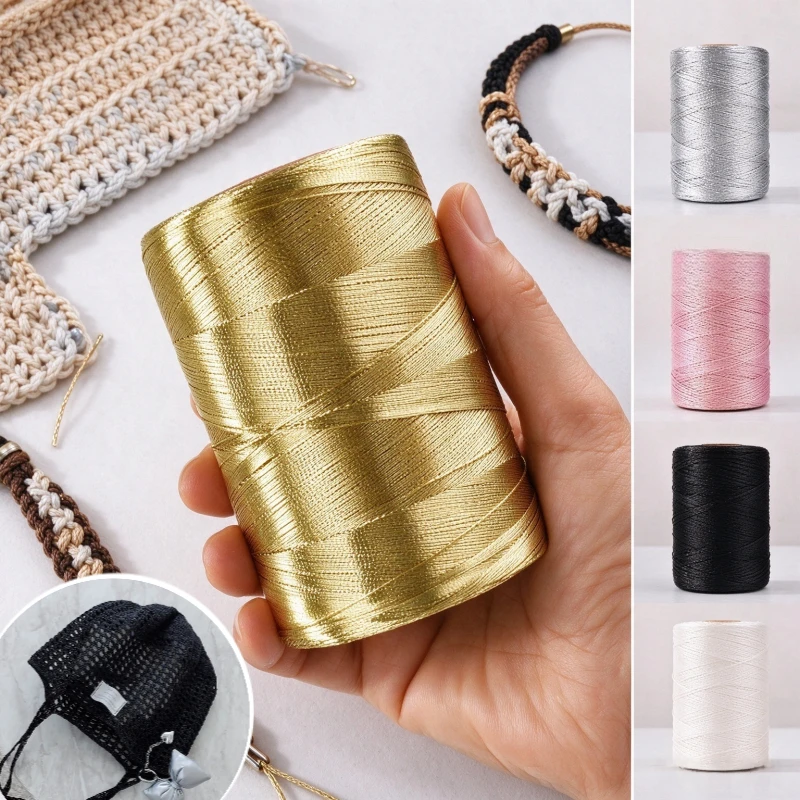 1mm 450m Thread for Crocheting Metalic Gold Silver Macrame Hand Braid Thread for DIY Bag Braid Bracelet Rope
