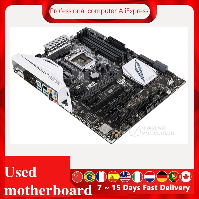 For Asus Z170-AR Original Used Desktop Intel Z170 64GB DDR4 Motherboard LGA 1151  i7/i5/i3 USB3.0 SATA3