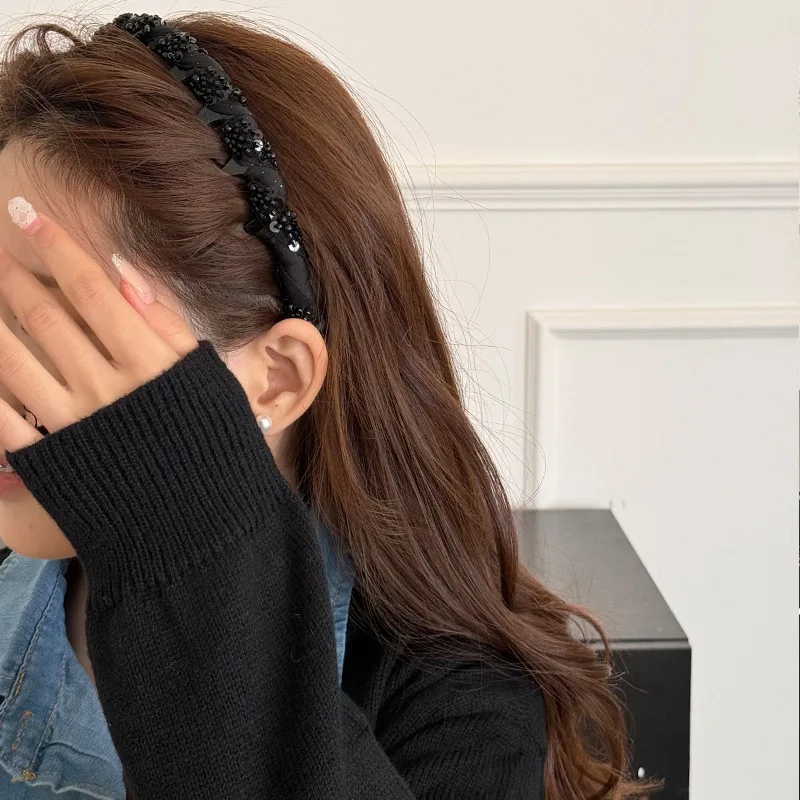 الرجعية الماس عقال الأسود مطرز ملفوفة عقال جديد رقيق عقال ضوء الفاخرة إكسسوارات فتيات