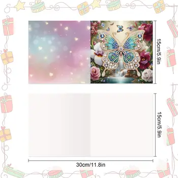 8片花蝴蝶鑽石畫卡,5D DIY異形鑽石畫聖誕節生日卡 8 最佳銷售 花卉鑽石畫 - №1