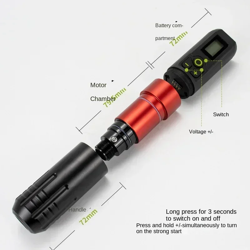 Wireless tattoo pen LCD display tattoo tool