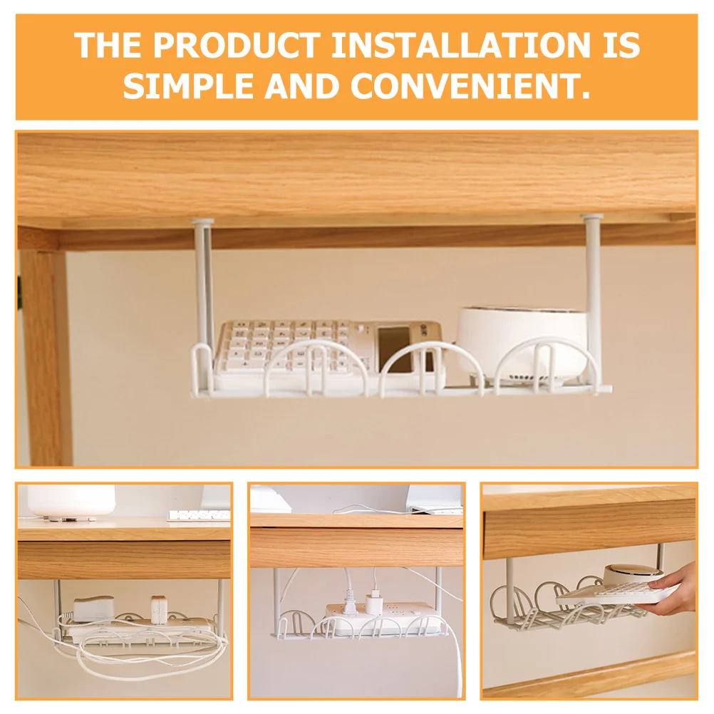 

1Set Cable Management Rack Iron Under Desk Basket for Tidy USB Hub Cables Adapters Storage Professional Wire Organizing Solution