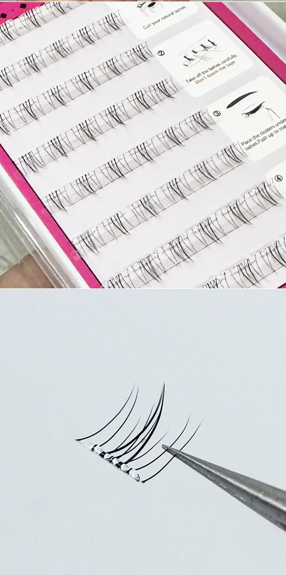 Selbstklebende untere Wimpern, kein Kleber erforderlich, wiederverwendbar unter der Wimpern, koreanisch/Make-up, DIY, individuelle Manga-Wimperncluster – Detail 8