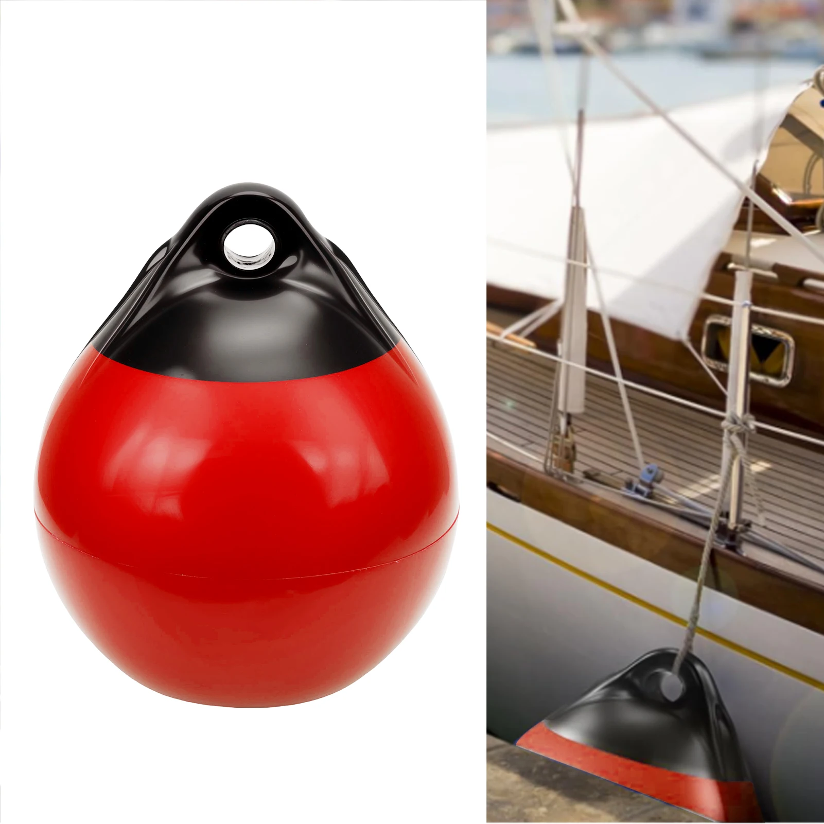 

Boat Bumper Ball Black and Red Thickened High Strength PVC Inflatable Docking Bumper for Yachts Sailboats Rowboats