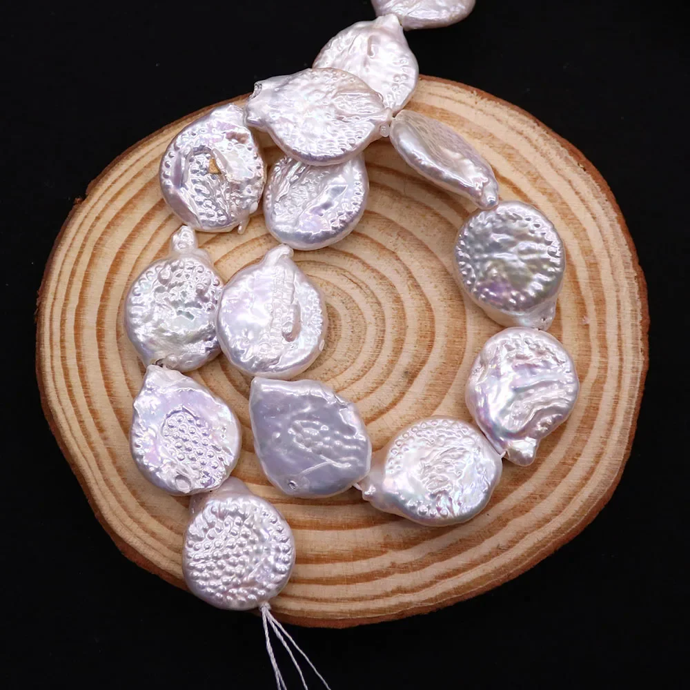 Exquisite Natural Freshwater Slice‑Shaped Irregular Straight‑Hole Loose Beads DIY Necklace Craft Accessories Supplies 20x24mm