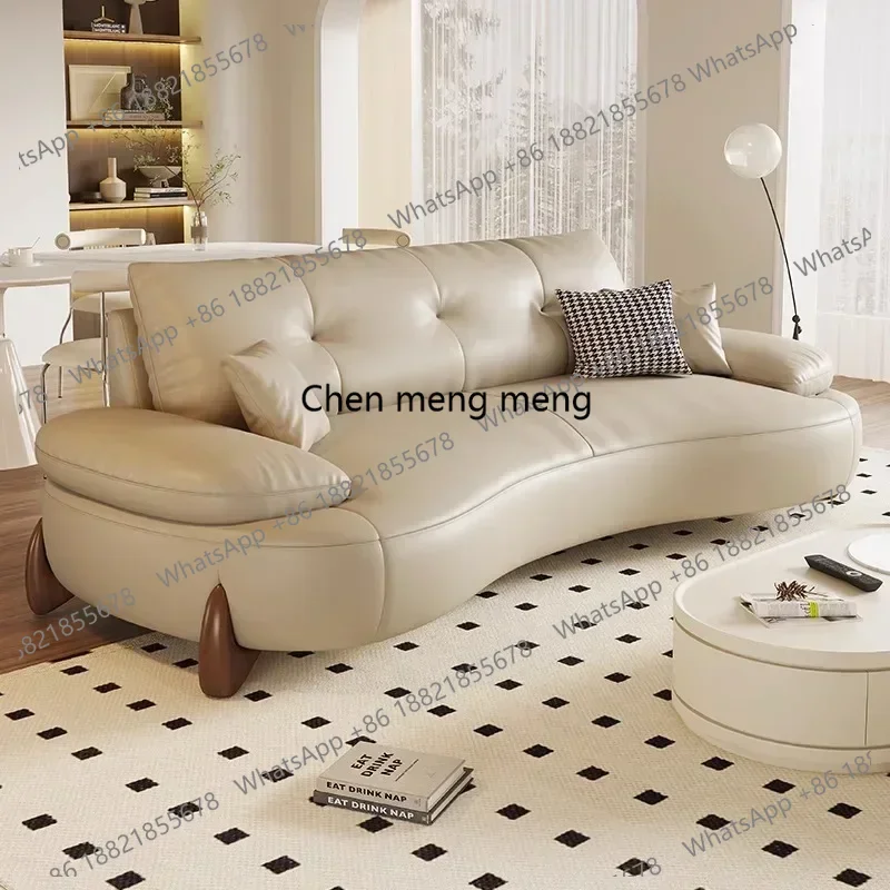 

Advanced practical leather living room, down pillow, curved first layer cowhide sofa