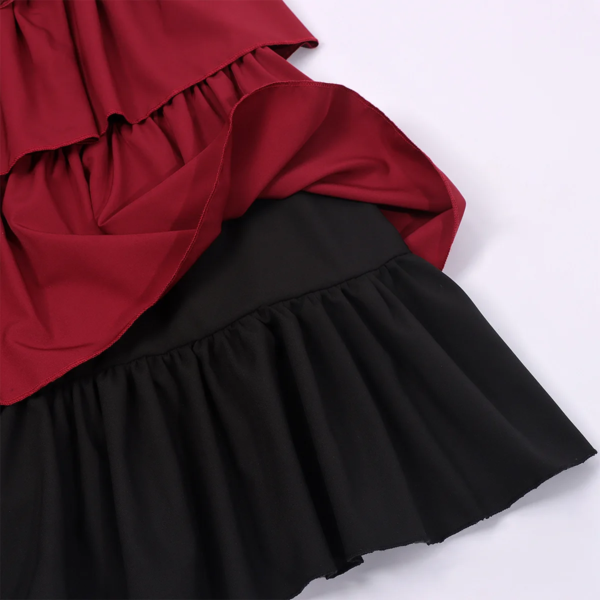 Womens Gothic Steampunk Ruffle Trim Gothic Skirt Front Lace-up Tiered Corset Ball Gown Vintage Medieval Pirate Costume Skirts