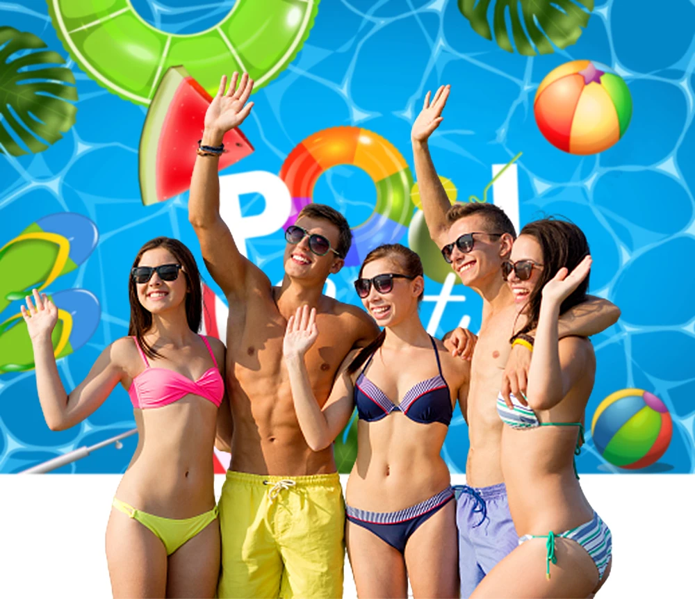 summer pool party Backdrop For birthday event decoration Photography Background photo studio booth photoshoots backgrounds