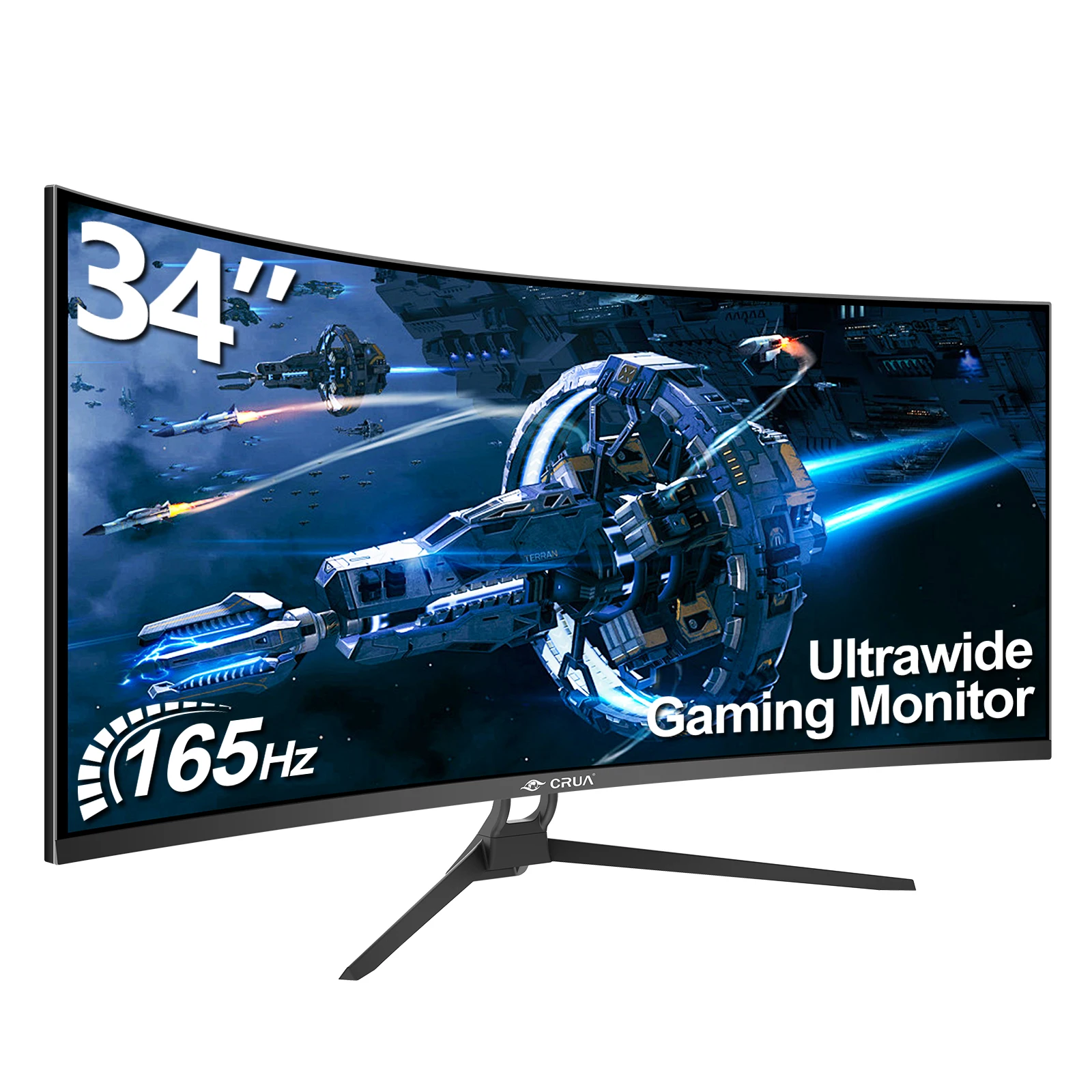 34 CRUA Gaming Monitor 34-inch Curved Ultrawide WQHD Monitor 3440 x 1440 R1500 Ultrawide Computer Monitor 165Hz VA Panel Display