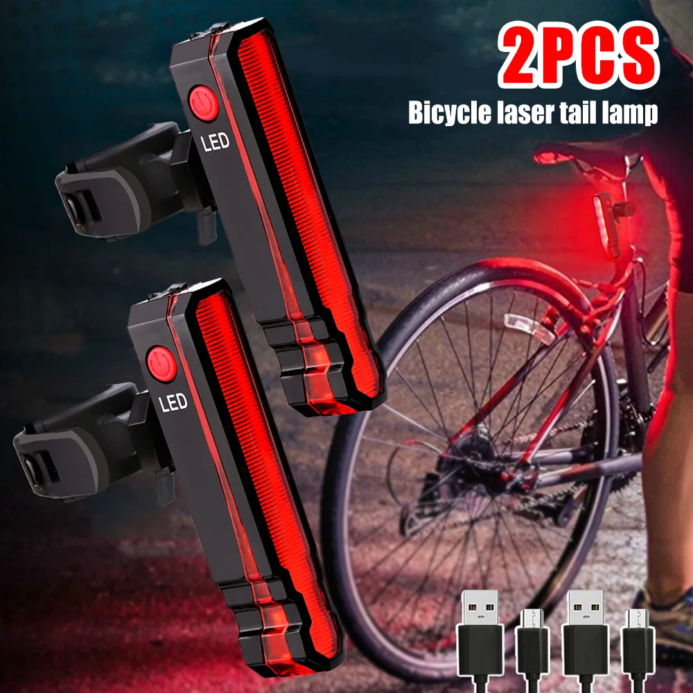 Multi-functional Bike Red Taillight  USB Rechargeable Back Seat Safety Warning Light LED Cycling Rear Lamp