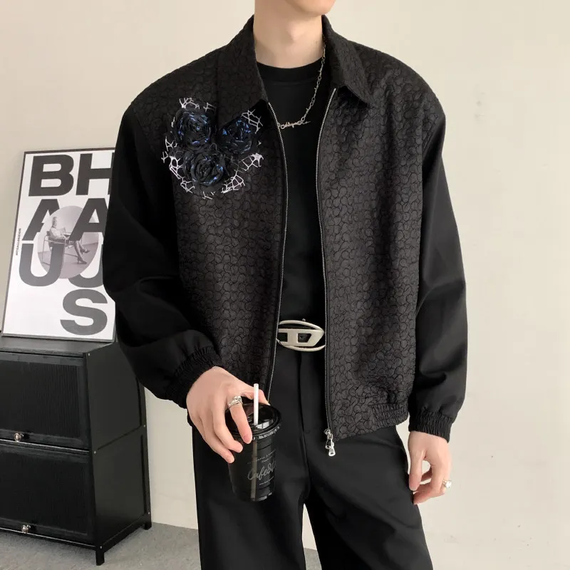 

Rose Texture oulder Pad Jaet ex Loose Fit Street Sle Spring Autumn Winter Polyester Fabric CleanFit ort Sve