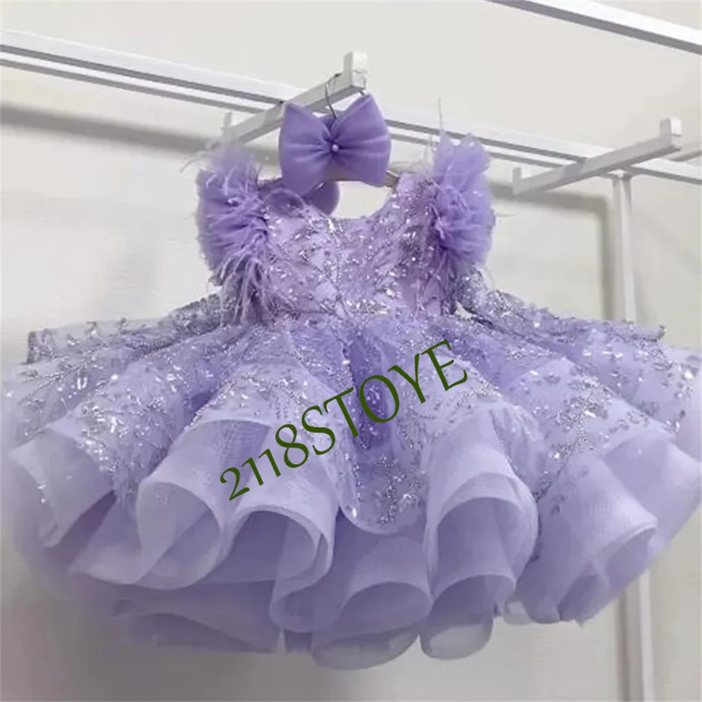 Flower Girl Dresses Bow Puffy Little Girl Dress Satin Princess Dress Baby Girl Dresses First Communion Bow