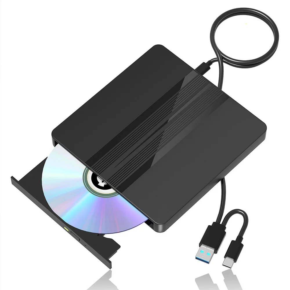 USB3.0 External CD/DVD Drive for Laptop,CD Player for PC with Extended Data Cable,CD Burner DVD Reader for Windows Mac OS
