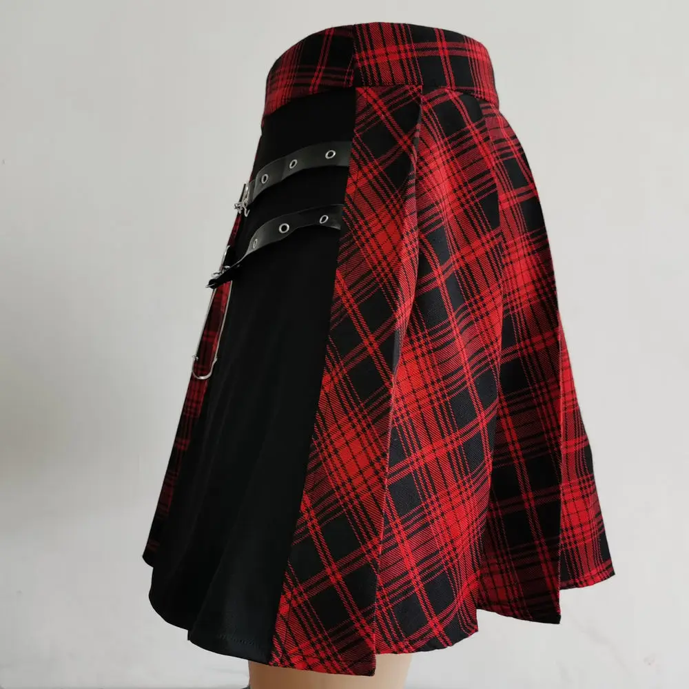 Gothic Sweet Y2K Women Pleated Skirt Harajuku Plaid Mini High Waist Chic Skirt Kawaii Summer Casual Ladies Plaid Pleated Skirt