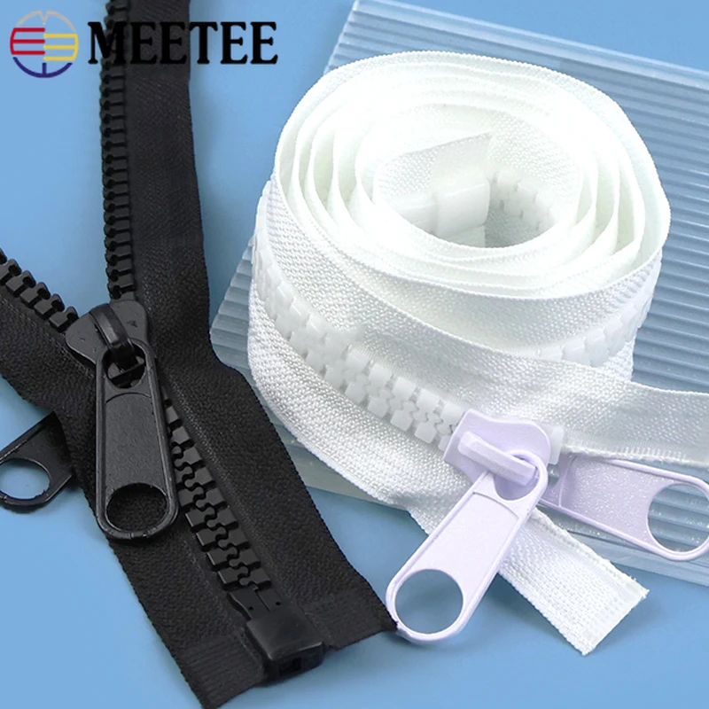 1-5M 10# Resin Zipper Double Sided Slider Open End Sewing Zippers Tent Coat Luggage Auto Lock Ziper Repair Kit DIY Accessories