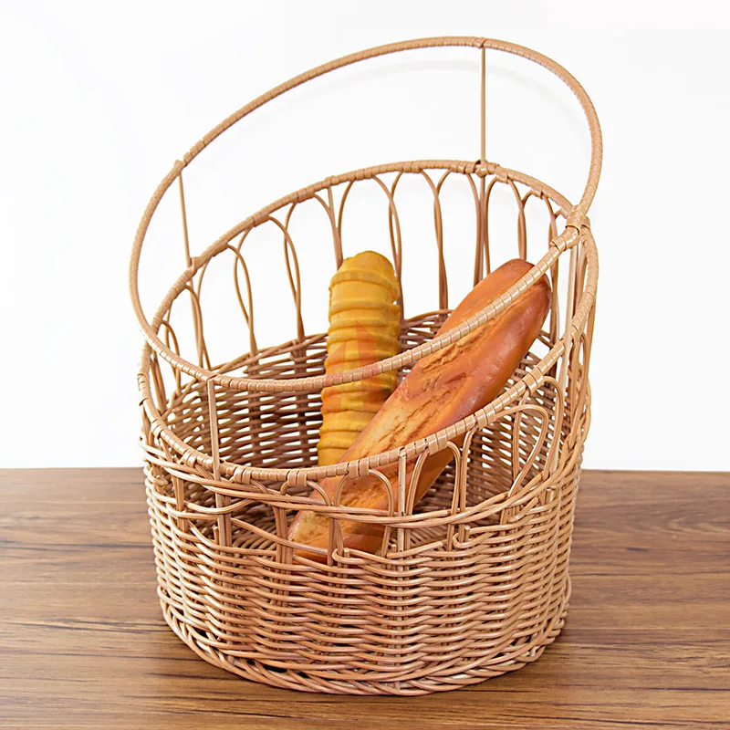 

Imitation rattan woven French bread round oblique fritters basket storage basket washable moisture-proof