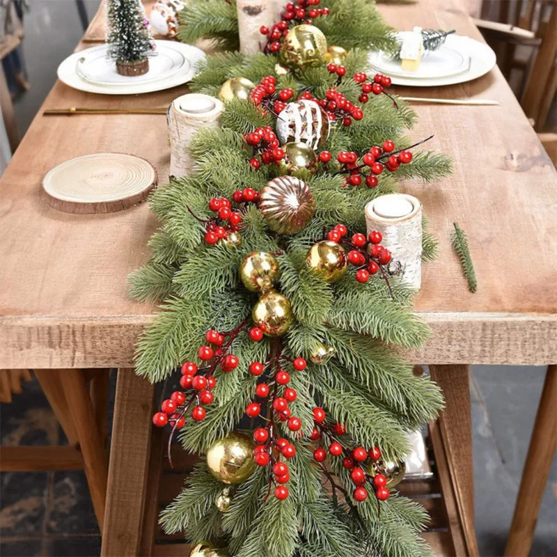 200cm Christmas Artificial Plants Garland Decoration Pine Rattan For Table Centerpieces Fake Vines Living Room Decor Home Wreath