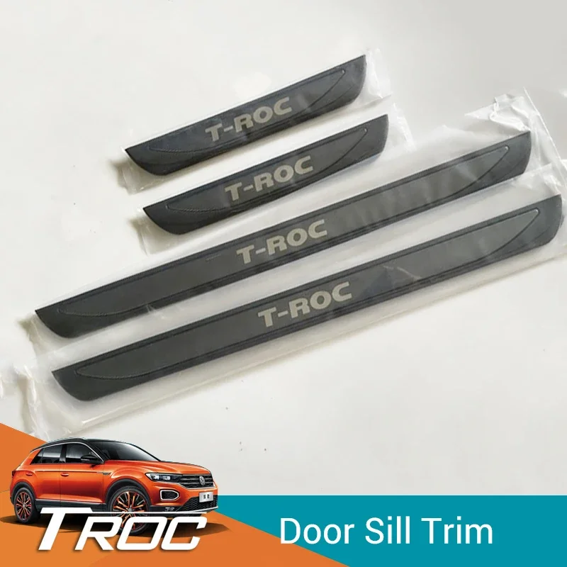 

4pcs Door Sill Trim for VW T-Roc Troc 2018-2024 Europe Version Car Scuff Plate Welcome Exterior Pedal Stickers