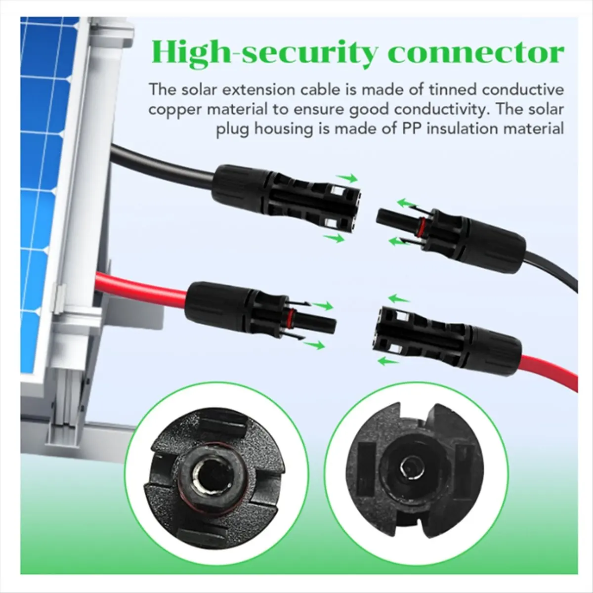 

1Pair Solar Panel Flat Photovoltaic Extension Cable for Connecting Inverters Photovoltaic Installation Connection Line