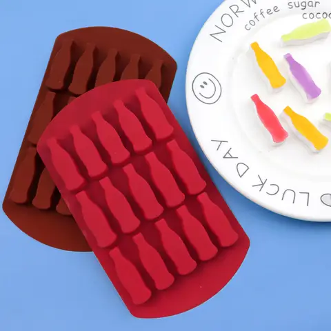 실리콘 콜라 병 왁스 캔디 몰드, 초콜릿 몰드, 아이스 그리드 몰드, 핀치 젤리 캔디 몰드, 15 Pcs, 케이크 장식 도구
