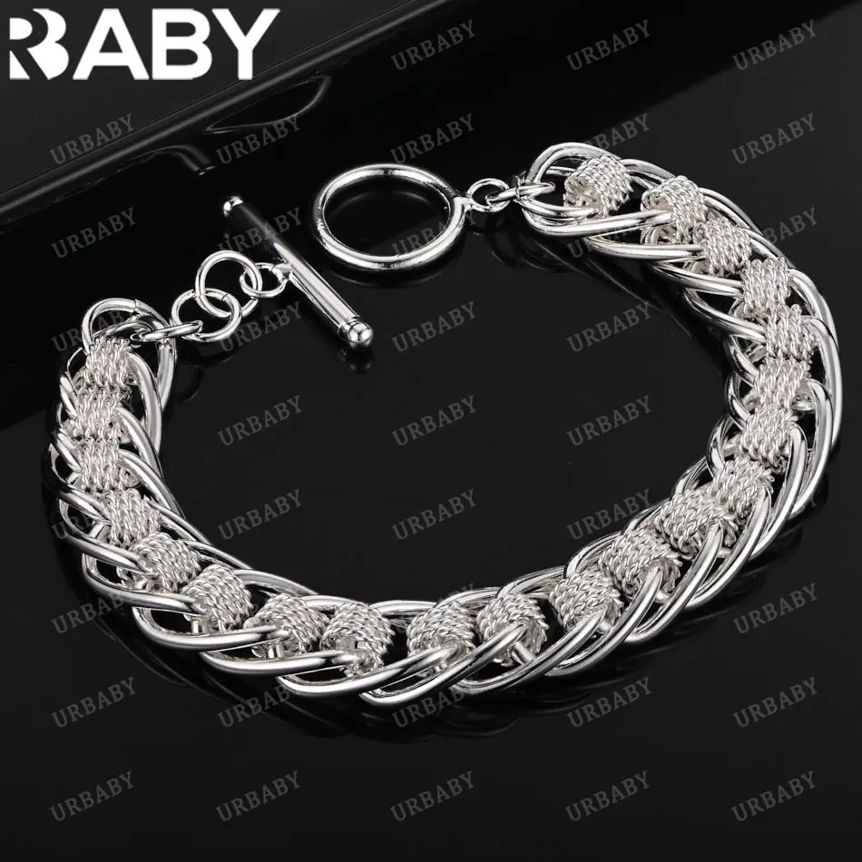 

URBABY 925 Sterling Silver Bracelets For Women Trend Birthday Gifts Fashion Party Fine Jewelry