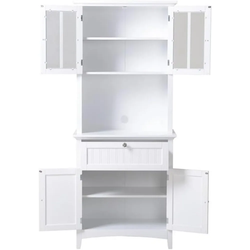 Buffet in legno bianco stile fattoria con contenitore per uso domestico e in ufficio