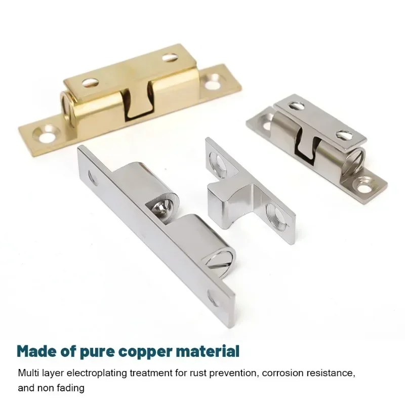 40/50/60mm Pure Copper Double Spring Steel Ball Catch Latch for Furniture Cupboard Cabinet Door Adjustable Closet Tension Latch