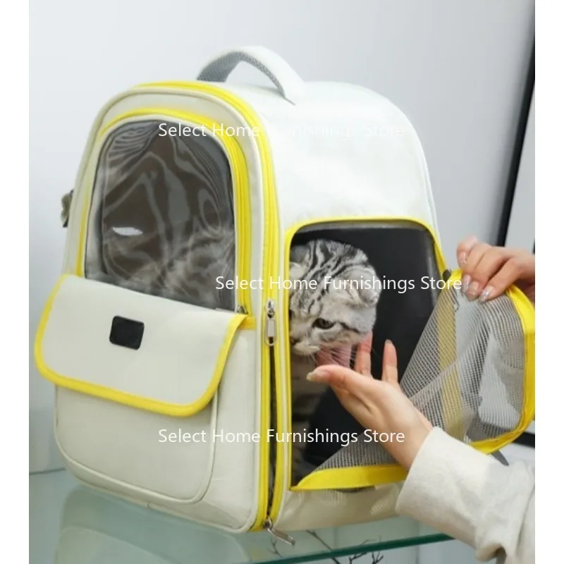 Suitable for Double Shoulder Pet Backpack Large Capacity Portable Cat Backpack Oxford Cloth Cat Backpack