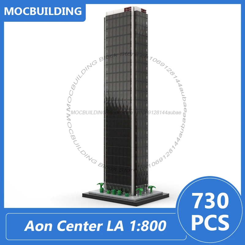 Aon センター LA 1:800 スケール ロサンゼルス建築模型 Moc ビルディングブロック DIY 組み立てレンガ ディスプレイ クリスマスおもちゃ ギフト 730PCS
