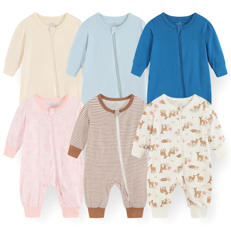 Ensemble de Vêtements en Coton pour Bébé Garçon et Fille de 0 à 24 Mois, Barboteuse Unisexe avec Fermeture Éclair à 2 Voies, Dessin Animé, Automne