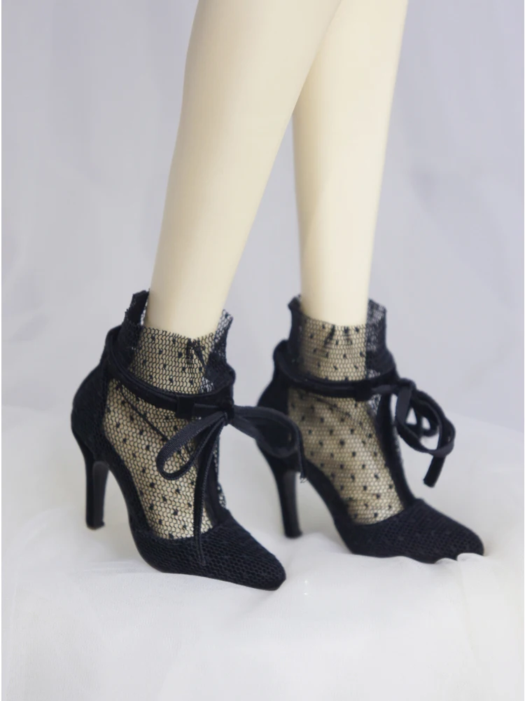 D09-P332 children handmade toy  1/3 SD16 SOOM/AS bjd doll shoes Fine heeled black lace high-heeled boots 1pair