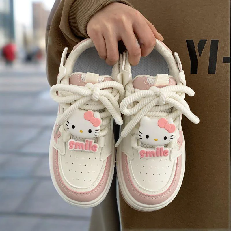 

Hello Kitty Shoes Kawaii Pink Platform Sneaker New Women Spring Summer Casual Tennis Female Flats Footwear Outdoor Sports Shoes