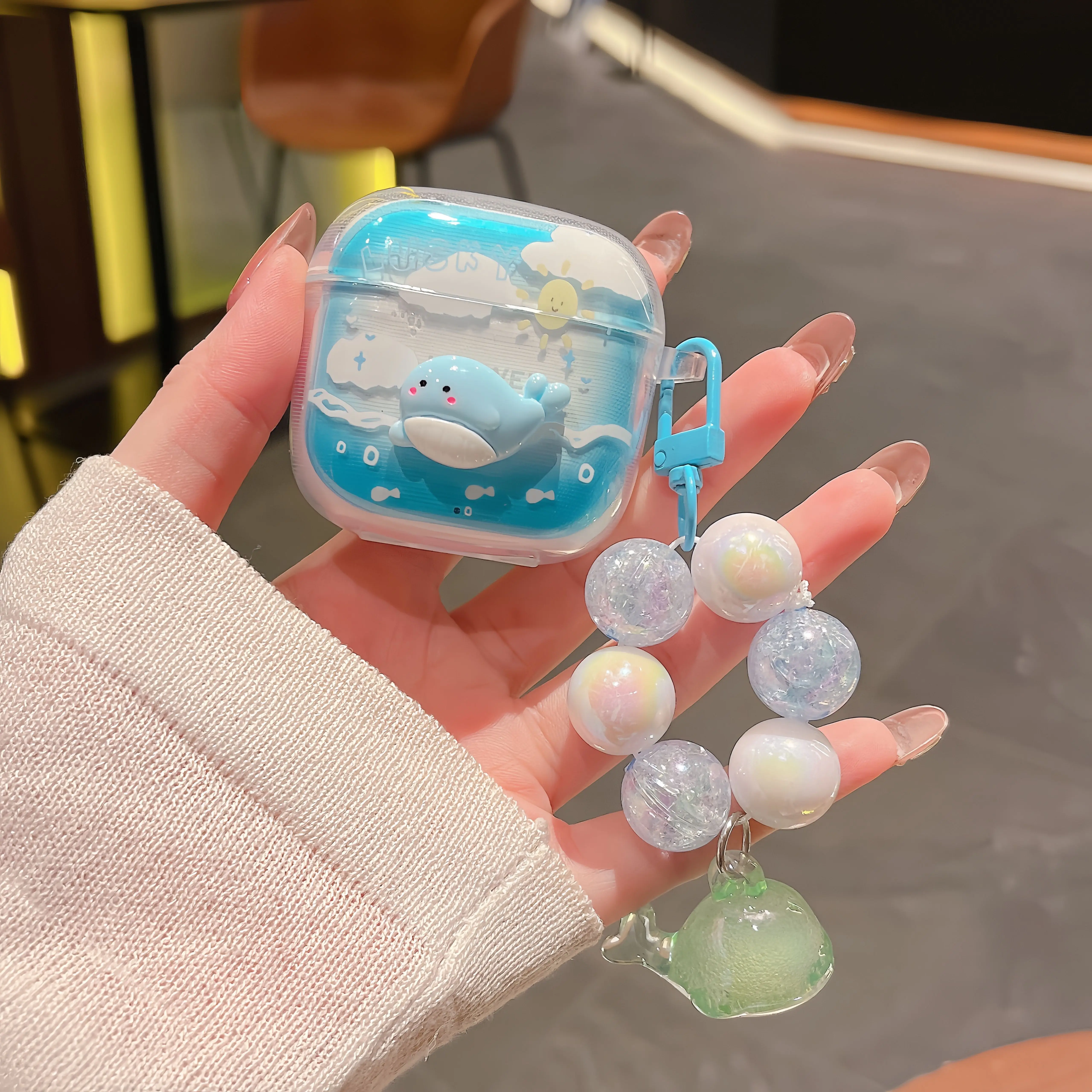 Cute 3D Whale Case For Huawei FreeBuds SE2 SE3 Transparent Cartoon Soft Shell Earphone With Pendant Shockproof Cover - view 2