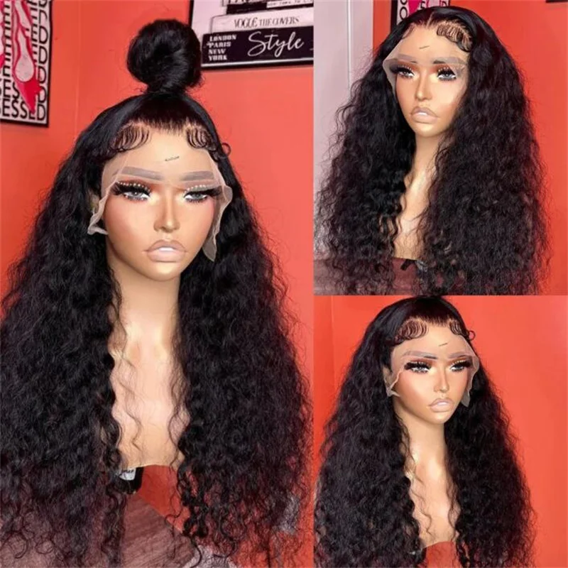 

26 inch 180 Density Soft Glueless Kinky Curly Long Deep Lace Front Wigs For Balck Synthetic Women Babyhair PrePlucked Daily Wear