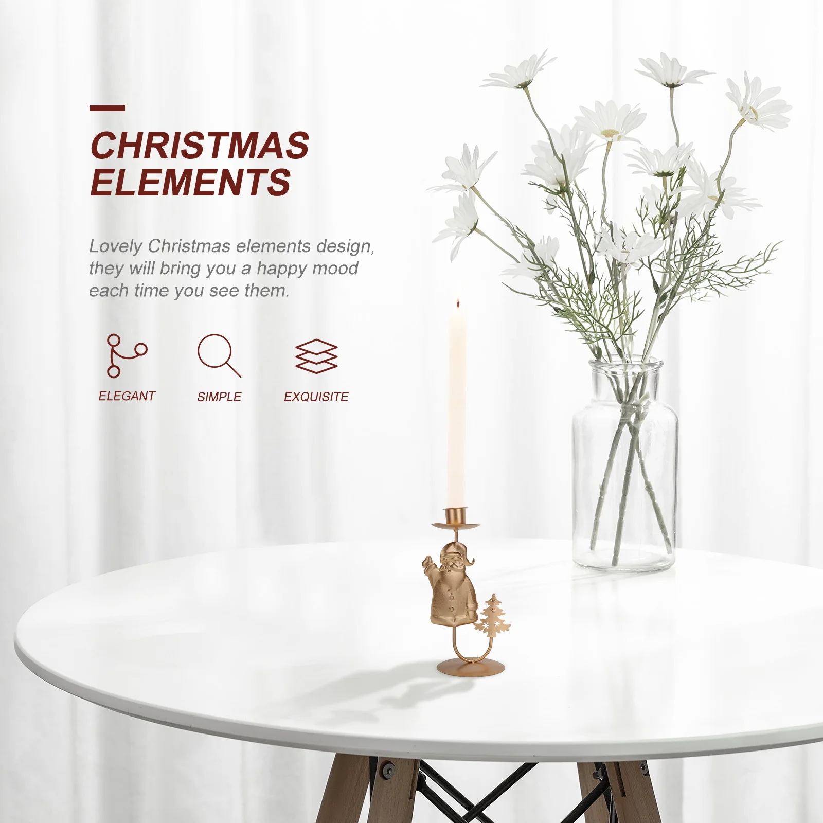 

2pcs Stick Metal Christmas Candleholder For Holiday Home Decoration Iron Stand Festive Xmas Adornment