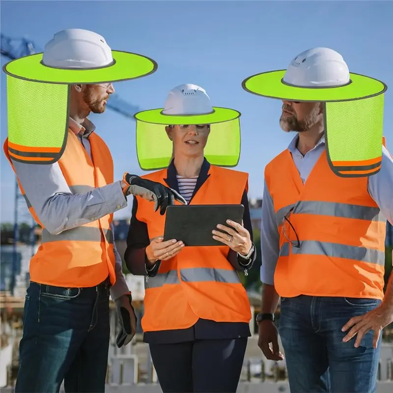 10 Pack Hard Hat Sun Shade Full Brim High Visibility Hard Hat Sun Visor With Reflective Strip For Construction Sites