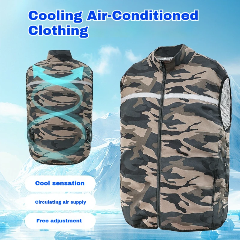 Summer Outdoor Heatstroke Prevention Cooling Air Conditioning Vest with Fan for Construction Site Workers Portable Fan Vest