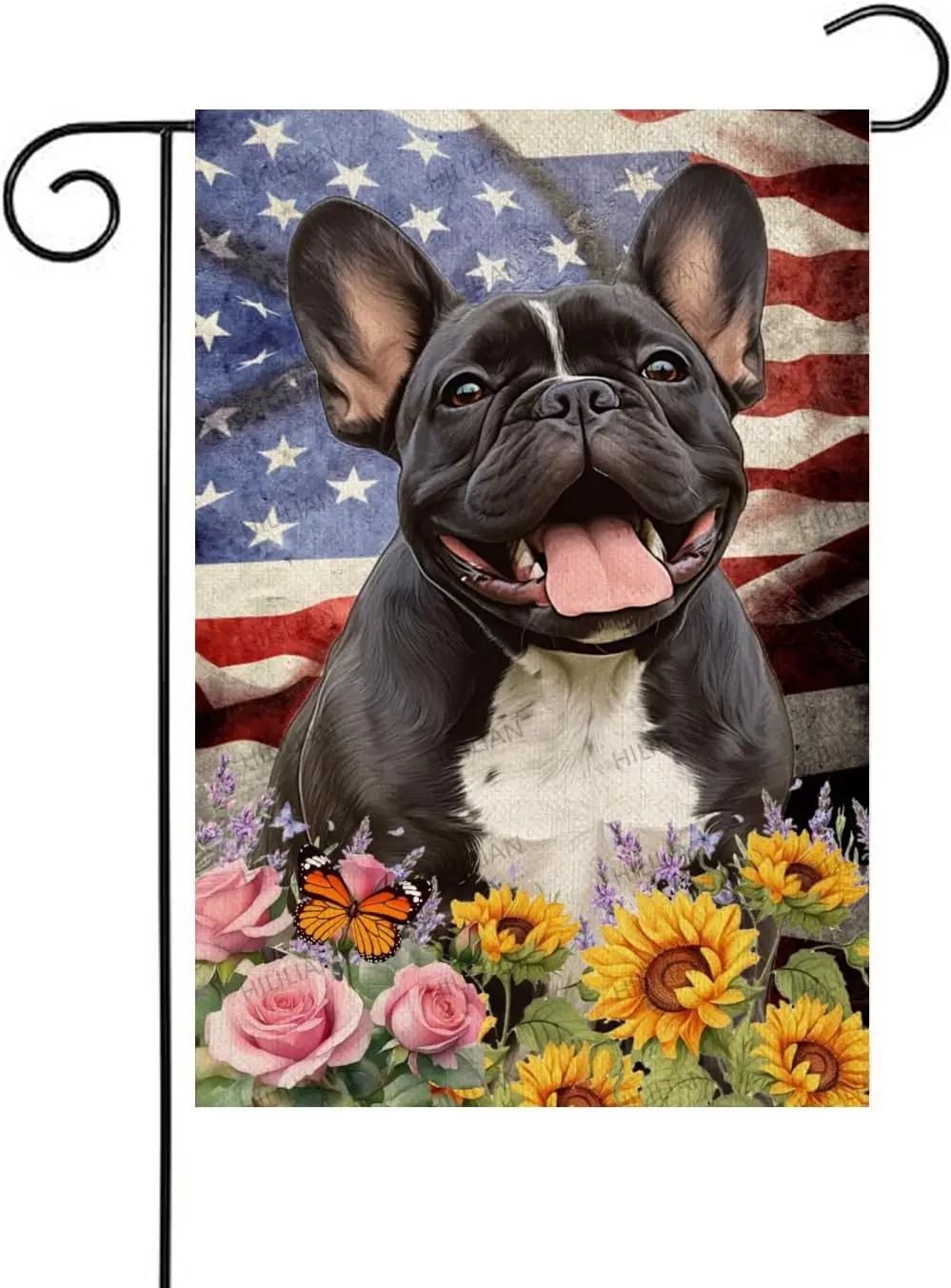 French Bulldog Flag 12x18 Inch 4th of July Decorations Outdoor, French Bulldog Garden Flag American Patriot Flag, Dog Garden PPZ