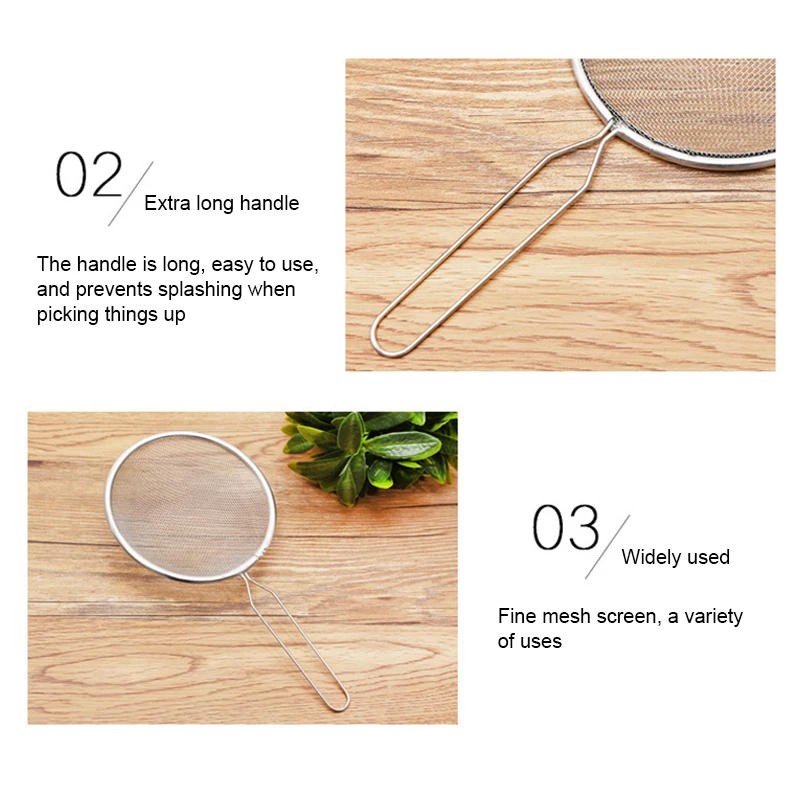 Stainless Steel Wire Fine Mesh Oil Strainer Flour Colander Sieve Sifter Pastry Baking Flour Sieve Sifter Kitchen Accessories