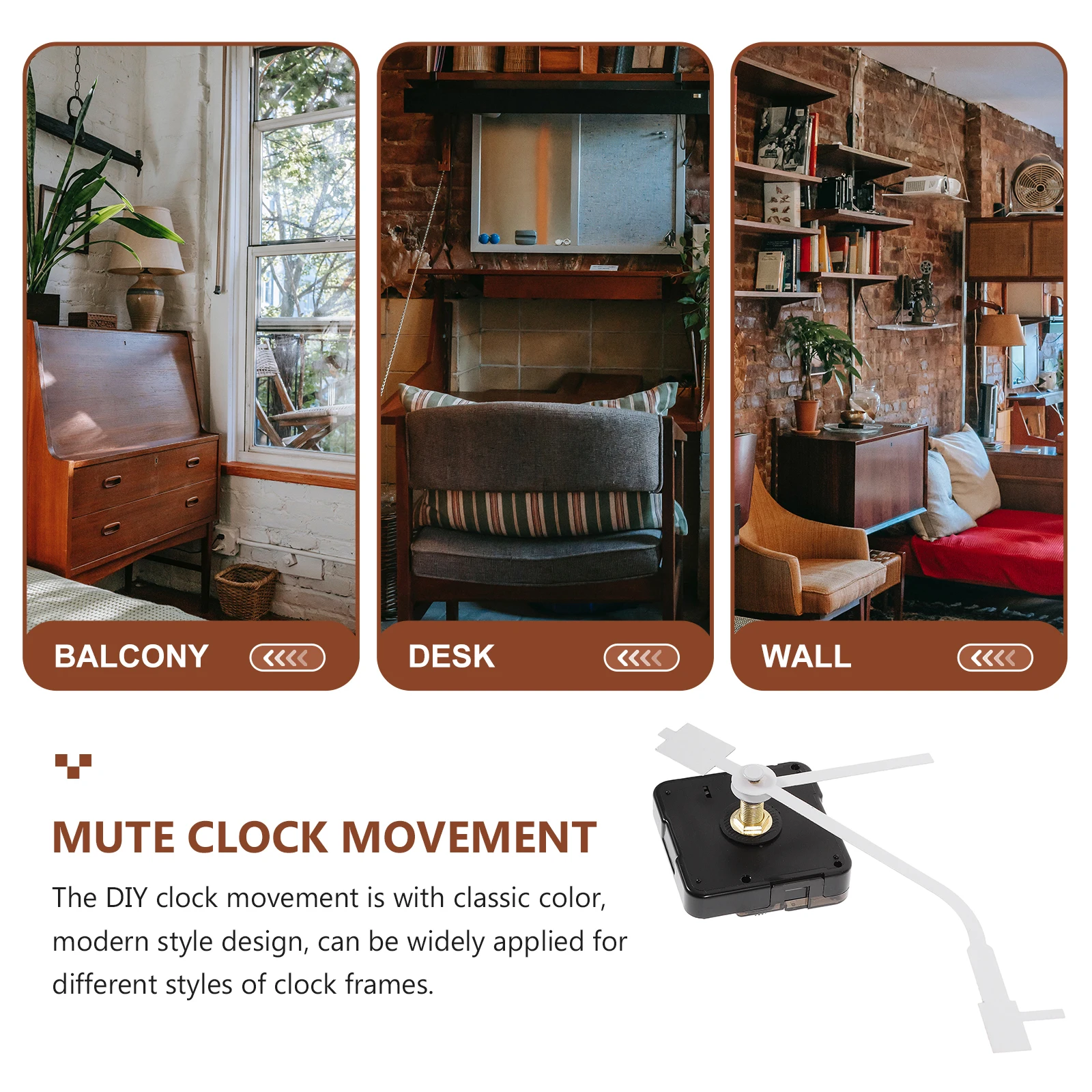 

Mute Clock Kit Quartz Watch Movement Replacement Mechanism Motor and Hands Office